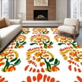 thumbnail image 1 of ODIKA 5'x7' Machine Washable Non-Slip Area Rug, Artful Patchwork Blend of Abstract Florals and Curvilinear Stripes High Traffic Rug, Orange, 718929, 1 of 5