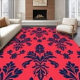 thumbnail image 1 of ODIKA 5'x7' Machine Washable Non-Slip Area Rug, Artisan Boho Damask Motif with Interlocking Botanical Embellishments High Traffic Rug, Red, 544346, 1 of 7