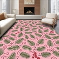 thumbnail image 1 of ODIKA 5'x7' Machine Washable Non-Slip Area Rug, Artisan Evergreen Boughs and Berry Cluster High Traffic Rug, Pink, 653197, 1 of 7
