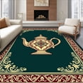 thumbnail image 1 of ODIKA 5'x7' Machine Washable Non-Slip Area Rug, Artisan Teapot Hook Seasonal Project High Traffic Rug, Green, 647381, 1 of 7
