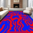 thumbnail image 1 of ODIKA 5'x7' Machine Washable Non-Slip Area Rug, Athletic Court Lines Abstract with Team Emblem Motif High Traffic Rug with Pad, Red, 671560, 1 of 8