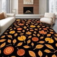 thumbnail image 1 of ODIKA 5'x7' Machine Washable Non-Slip Area Rug, Autumn Wilderness Leaf Mosaic Natural Symphony High Traffic Rug, Black, 577899, 1 of 7