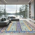 thumbnail image 1 of ODIKA 5'x7' Machine Washable Non-Slip Area Rug, Aztec Teal Blue High Traffic Rug, Blue, 1077843, 1 of 7