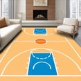 thumbnail image 1 of ODIKA 5'x7' Machine Washable Non-Slip Area Rug, Basketball Court Wood Floor Key Lines Orange Circle High Traffic Rug with Pad, Beige, 841072, 1 of 8