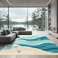 thumbnail image 1 of ODIKA 5'x7' Machine Washable Non-Slip Area Rug, Beachy Teal High Traffic Rug, Blue, 1039413, 1 of 7