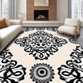 thumbnail image 1 of ODIKA 5'x7' Machine Washable Non-Slip Area Rug, Black and Floral Modern Damask High Traffic Rug with Pad, Black, 355162, 1 of 8
