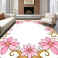 thumbnail image 1 of ODIKA 5'x7' Machine Washable Non-Slip Area Rug, Blooming Petal Medallion with Whimsical Scrollwork Accents High Traffic Rug, Pink, 463325, 1 of 7