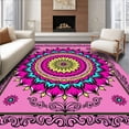 thumbnail image 1 of ODIKA 5'x7' Machine Washable Non-Slip Area Rug, Blossom Interlocking Art Nouveau Inspired Motif High Traffic Rug with Pad, Pink, 611346, 1 of 8