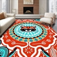 thumbnail image 1 of ODIKA 5'x7' Machine Washable Non-Slip Area Rug, Boho Chic Playful Raccoon with Vibrant Inspired High Traffic Rug with Pad, Red, 677522, 1 of 8