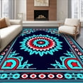 thumbnail image 1 of ODIKA 5'x7' Machine Washable Non-Slip Area Rug, Boho Eclectic Medallion Ornate Distinctive Symmetrical Artisan High Traffic Rug, Cyan, 444907, 1 of 7