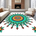 thumbnail image 1 of ODIKA 5'x7' Machine Washable Non-Slip Area Rug, Boho Radiant Sunburst Jewel Expressive Handwoven High Traffic Rug with Pad, Turquoise, 538029, 1 of 8