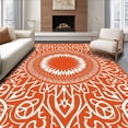 thumbnail image 1 of ODIKA 5'x7' Machine Washable Non-Slip Area Rug, Boho Sunburst with Radiant Lines and Stylized Motifs High Traffic Rug, Orange, 535560, 1 of 7