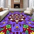 thumbnail image 1 of ODIKA 5'x7' Machine Washable Non-Slip Area Rug, Boho Tapestry with Ornate Floral Medallions High Traffic Rug with Pad, Purple, 486275, 1 of 8