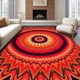 thumbnail image 1 of ODIKA 5'x7' Machine Washable Non-Slip Area Rug, Boho with Spiraling Ombre Petals High Traffic Rug, Red, 715173, 1 of 7