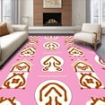 thumbnail image 1 of ODIKA 5'x7' Machine Washable Non-Slip Area Rug, Bold Sports Icon Featuring Symmetrical Horn High Traffic Rug, Pink, 669769, 1 of 7