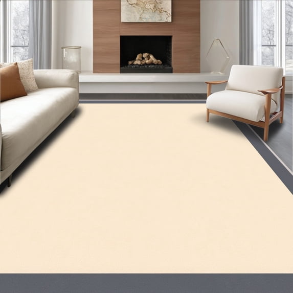 ODIKA 5'x7' Machine Washable Non-Slip Area Rug, Bordered Fade Resistant Waterproof Stain Proof Versatile High Traffic Rug, Beige, 585582