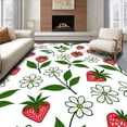 thumbnail image 1 of ODIKA 5'x7' Machine Washable Non-Slip Area Rug, Botanical Berry Blossom Picnic with Interlocking Florals High Traffic Rug, Red, 708774, 1 of 7