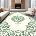 thumbnail image 1 of ODIKA 5'x7' Machine Washable Non-Slip Area Rug, Botanical Medallion with Flowing Vine Motifs High Traffic Rug with Pad, Green, 476563, 1 of 8