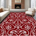 thumbnail image 1 of ODIKA 5'x7' Machine Washable Non-Slip Area Rug, Botanical Whorl with Stylized Vine Arcs and Delicate Filigree High Traffic Rug, Red, 616680, 1 of 7