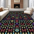 thumbnail image 1 of ODIKA 5'x7' Machine Washable Non-Slip Area Rug, Braided Literacy Symbol Network Modern Educational Graphics High Traffic Rug, Red, 691246, 1 of 7