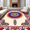 thumbnail image 1 of ODIKA 5'x7' Machine Washable Non-Slip Area Rug, Burst Kaleidoscope Ornate Decorative Floor Covering High Traffic Rug with Pad, Red, 664338, 1 of 8