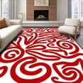 thumbnail image 1 of ODIKA 5'x7' Machine Washable Non-Slip Area Rug, Cane Spiral Yarn Hook Kit Striped Holiday Needlework Canvas High Traffic Rug with Pad, Red, 634124, 1 of 8