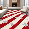 thumbnail image 1 of ODIKA 5'x7' Machine Washable Non-Slip Area Rug, Cane Stripe Design Holiday Bathroom with Winter Stars High Traffic Rug with Pad, Red, 625886, 1 of 8