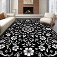 thumbnail image 1 of ODIKA 5'x7' Machine Washable Non-Slip Area Rug, Captivating Nature Inspired Floral Design with Classic Flair High Traffic Rug with Pad, Black, 349520, 1 of 8