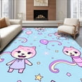 thumbnail image 1 of ODIKA 5'x7' Machine Washable Non-Slip Area Rug, Cartoon Animal Parade with Balloons and Playful Trails High Traffic Rug, Blue, 722408, 1 of 7