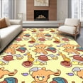 thumbnail image 1 of ODIKA 5'x7' Machine Washable Non-Slip Area Rug, Cartoon Bear and Honey Pot Interlocking Patchwork Design High Traffic Rug, Yellow, 719956, 1 of 7