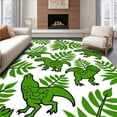 thumbnail image 1 of ODIKA 5'x7' Machine Washable Non-Slip Area Rug, Cartoon Reptile Adventure Safari with Interlocking Ferns and Smiling Dinos High Traffic Rug, Green, 723280, 1 of 7