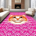 thumbnail image 1 of ODIKA 5'x7' Machine Washable Non-Slip Area Rug, Cartoon Safari Tiger Face Whimsical Interlocking Motif Illustration High Traffic Rug, Pink, 724150, 1 of 7