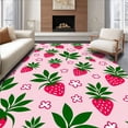 thumbnail image 1 of ODIKA 5'x7' Machine Washable Non-Slip Area Rug, Cartoon Strawberry Orchard with Whimsical Fruit Motifs and Leaf Accents High Traffic Rug with Pad, Pink, 722796, 1 of 8