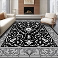 thumbnail image 1 of ODIKA 5'x7' Machine Washable Non-Slip Area Rug, Carved Floral Shag Decorative Luxurious Elegant Textured High Traffic Rug with Pad, Black, 663378, 1 of 8