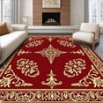 thumbnail image 1 of ODIKA 5'x7' Machine Washable Non-Slip Area Rug, Celebration Swirl Array with Flourishing Filigree Ornament High Traffic Rug, Red, 604448, 1 of 7