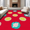 thumbnail image 1 of ODIKA 5'x7' Machine Washable Non-Slip Area Rug, Celestial Fantasy Mosaic with Sunburst Medallions and Gentle Waves High Traffic Rug, Red, 537488, 1 of 7