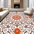 thumbnail image 1 of ODIKA 5'x7' Machine Washable Non-Slip Area Rug, Celestial Medallion with Interlocking Botanical Scrollwork Motifs High Traffic Rug with Pad, Orange, 709316, 1 of 8