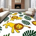 thumbnail image 1 of ODIKA 5'x7' Machine Washable Non-Slip Area Rug, Charming Animal With Smiling Lion and Tropical Accents High Traffic Rug, Yellow, 720395, 1 of 5