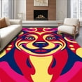 thumbnail image 1 of ODIKA 5'x7' Machine Washable Non-Slip Area Rug, Charming Canine Portrait with Abstract Animal Inspired Spotted High Traffic Rug with Pad, Red, 619844, 1 of 8