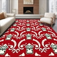 thumbnail image 1 of ODIKA 5'x7' Machine Washable Non-Slip Area Rug, Charming Gingerbread Village Scene with Interlocking Peppermint Swirls High Traffic Rug with Pad, Red, 629932, 1 of 8
