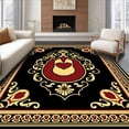 thumbnail image 1 of ODIKA 5'x7' Machine Washable Non-Slip Area Rug, Charming Hound Figure Latch Hooking with Decorative Motifs High Traffic Rug, Black, 728034, 1 of 7
