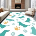 thumbnail image 1 of ODIKA 5'x7' Machine Washable Non-Slip Area Rug, Charming Pup Paw Prints with Dachshund and Splash High Traffic Rug with Pad, Blue, 721595, 1 of 8