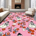 thumbnail image 1 of ODIKA 5'x7' Machine Washable Non-Slip Area Rug, Charming Retro Holiday Washroom With Frosty Garden Theme High Traffic Rug with Pad, Pink, 628370, 1 of 8