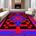 thumbnail image 1 of ODIKA 5'x7' Machine Washable Non-Slip Area Rug, Checkerboard Motif with Vibrant Scarlet and Black Contrast High Traffic Rug, Red, 615442, 1 of 7