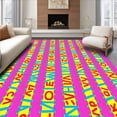 thumbnail image 1 of ODIKA 5'x7' Machine Washable Non-Slip Area Rug, Cheerful Alphabet Tiles Featuring Mixed Letter Styles and Abstract High Traffic Rug, Pink, 698834, 1 of 7