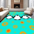 thumbnail image 1 of ODIKA 5'x7' Machine Washable Non-Slip Area Rug, Cheerful Penguin Parade Cartoon Inspired Interlocking Graphic Motif High Traffic Rug with Pad, Black, 726084, 1 of 8