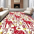 thumbnail image 1 of ODIKA 5'x7' Machine Washable Non-Slip Area Rug, Cheerful Safari Animal with Holiday Ornament Details and Interlocking Shapes High Traffic Rug with Pad, Red, 642102, 1 of 8