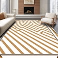 thumbnail image 1 of ODIKA 5'x7' Machine Washable Non-Slip Area Rug, Chevron Zigzag Stripes with Ornamental Border Framework High Traffic Rug with Pad, Brown, 591694, 1 of 8