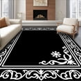 thumbnail image 1 of ODIKA 5'x7' Machine Washable Non-Slip Area Rug, Chic Noir Baroque Scrollwork High Traffic Rug, Black, 484662, 1 of 7