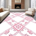 thumbnail image 1 of ODIKA 5'x7' Machine Washable Non-Slip Area Rug, Chic Plaid Snow Crystal Motif with Sweet Holiday Accents High Traffic Rug, Pink, 639179, 1 of 7